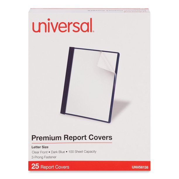 Universal Clear Front Report Covers with Fasteners, ThreeProng