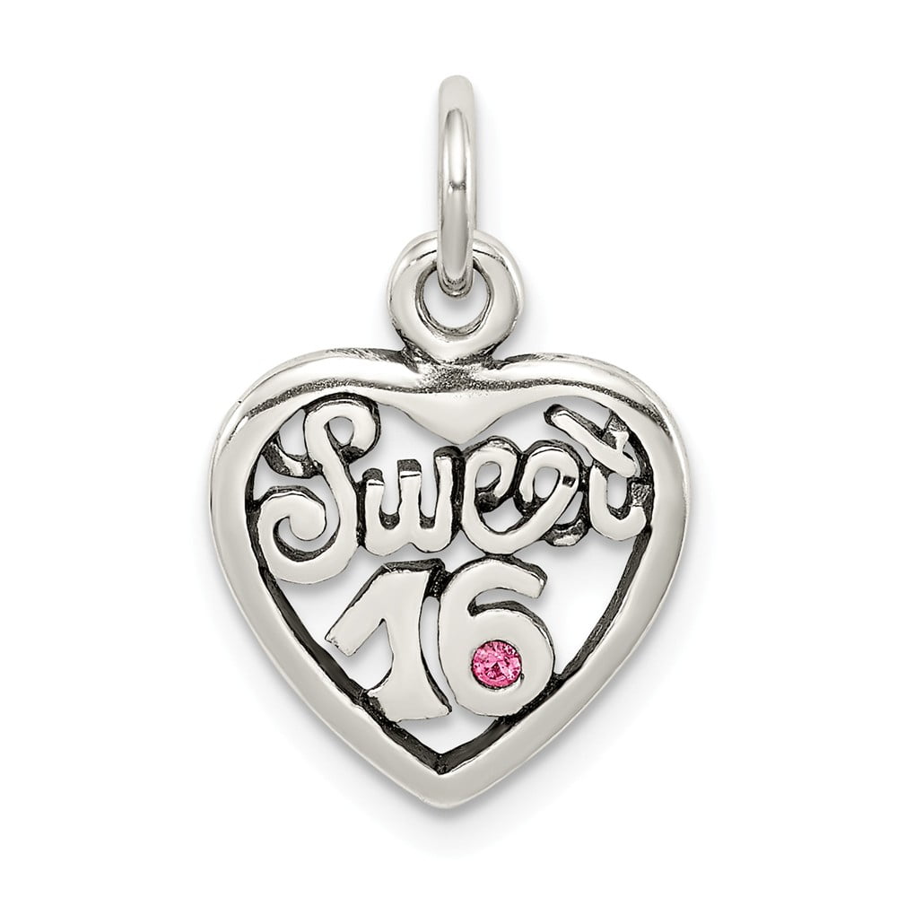 .925 Sterling Silver Sweet Sixteen Disc Charm Pendant