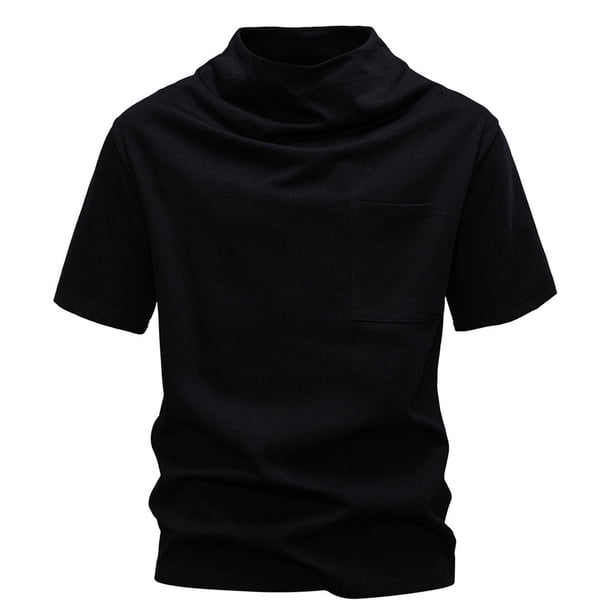 Camisetas de Manga Larga para Hombre Mezcla de Algodón Camiseta de Tamaño Grande de Ajuste Suelto, Camiseta Casual de Color Sólido con Cuello de Montones