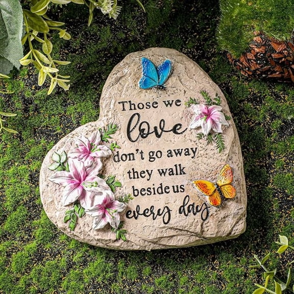 6 - Inch Heart - Warming Memorial Garden Stone, A Thoughtful Sympathy Gift for Outdoors - In Memory of Loved Ones Who Never Truly Leave, Perfect Bereavement & Condolence Decor