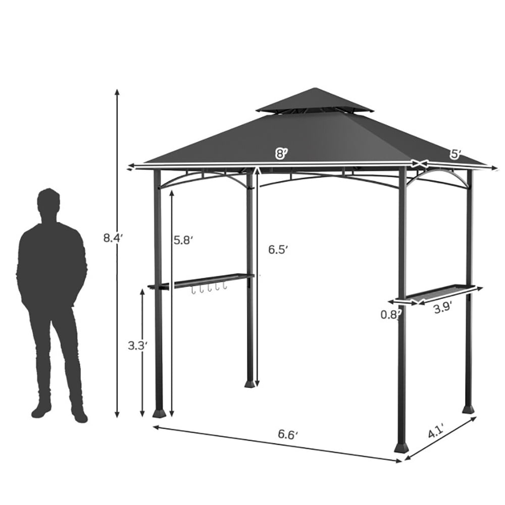 Aimee Lii 8 x 5 Feet Outdoor Barbecue Grill Gazebo Canopy Tent BBQ Shelter, Backyard Canopy Gazebo for Party Wedding, Dark Gray Aimee Lii 8 x 5 Feet Outdoor Barbecue Grill Gazebo Canopy Tent BBQ Shelter, Backyard Canopy Gazebo for Party Wedding, Dark Gray