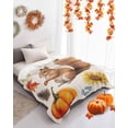 thumbnail image 4 of Fall Squirrel Pumpkin Sunflower Leaves Linen Texture Flannel Blanket for Bed,Travel and Camping, Super Soft Cozy Blanket for All Seasons 32"x48", 4 of 6
