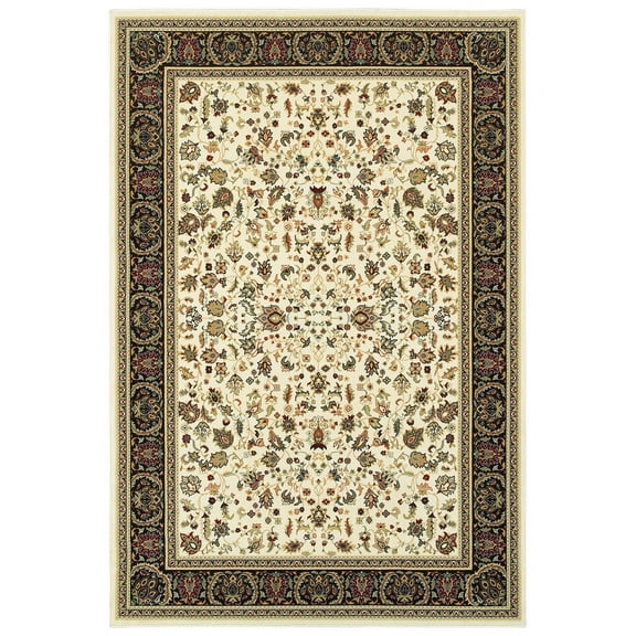 Oriental Weavers Kashan Area Rug 108X1 Ivory Scrolls Petals 1' 10" x 3' Rectangle
