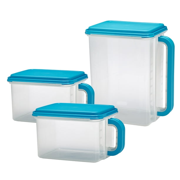 Mainstays Plastic Bulk Food Storage Containers, Set of 3 2 21cup and one 46 cup canister