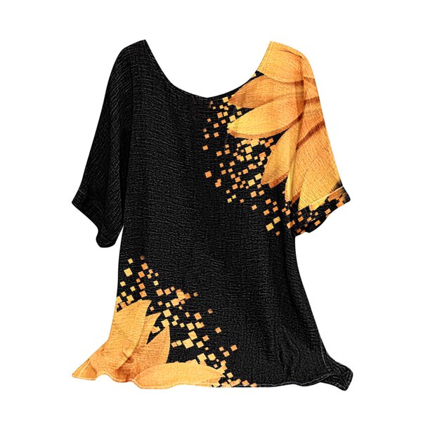 Blusas sueltas de manga corta con estampado Floral de verano clásico para mujer Pompotops hfajkhk129963