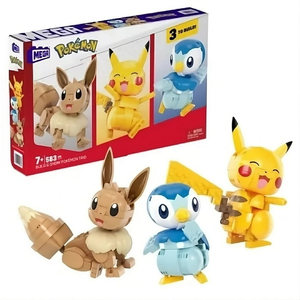 Kit de juguetes de construcción MEGA Pokémon con 3 figuras de acción, 583 piezas
