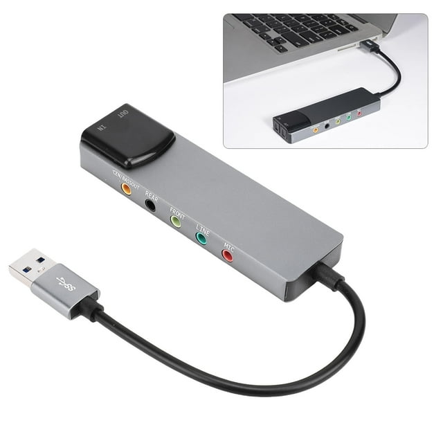 Sound 7.1 USB Surround Sound Card with SPDIF Digital Sound High Resolution Music External Sound Card for Laptop PC Silver