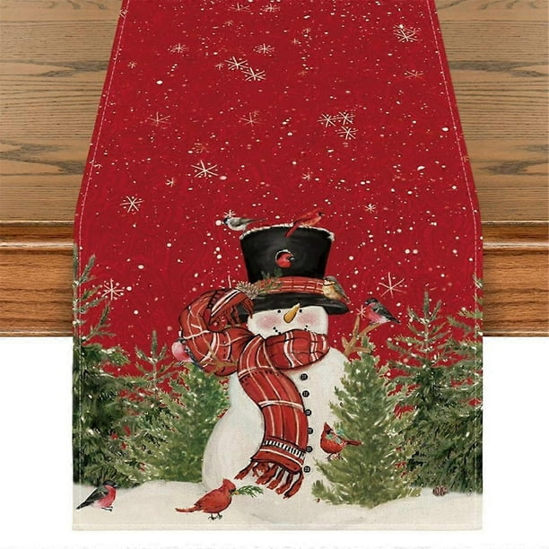 Christmas Birds Table Runner, Seasonal Winter Xmas Holiday Kitchen Dining Table Decoration