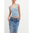 thumbnail image 2 of ELF Women's Summer Knit Cami Tops Solid Color V Neck Backless Halter Neck Ribbed Crop Tops, 2 of 6