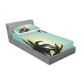 thumbnail image 3 of Modern Bedding Set with Sheet & Covers, Hawaiian Miami Beach Island Palm Trees Sun Like Clear Skies Art Print Image, Printed Bedroom Decor 2 Shams, 4 Sizes, Seafoam Black, by Ambesonne, 3 of 3