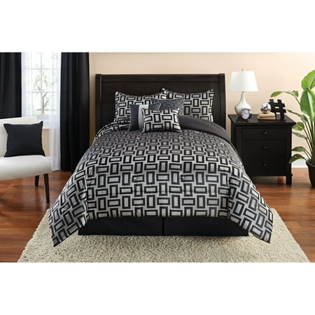 Mainstays Full Or Queen Geometric Jacquard Comforter Set 7 Piece