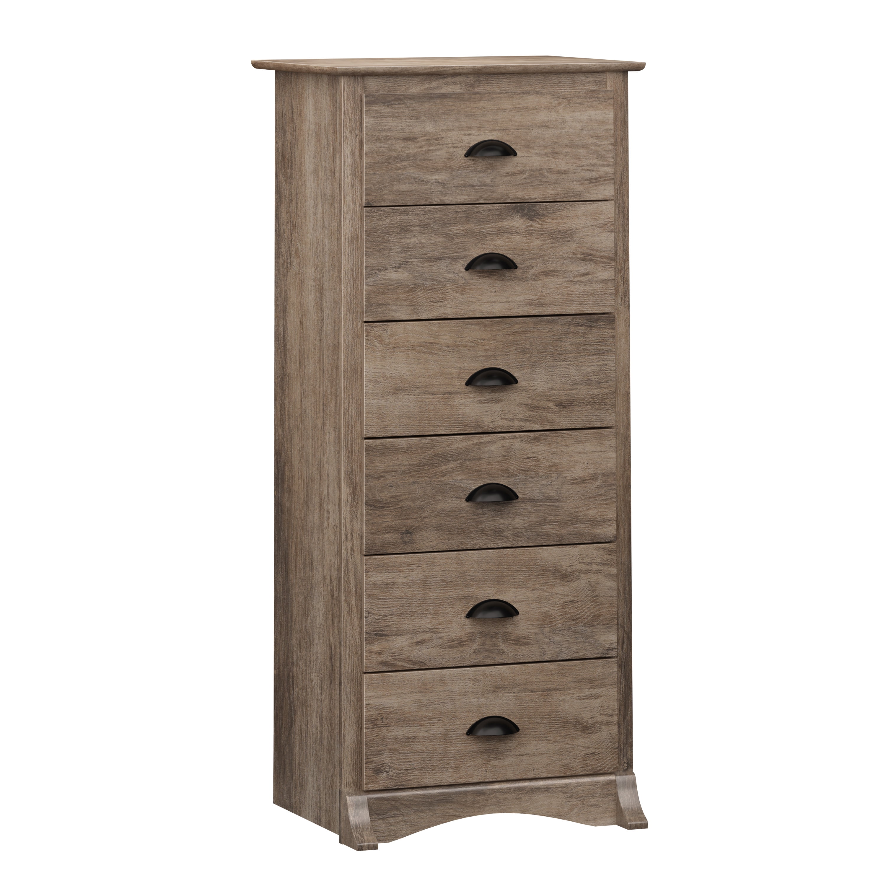Benjara BM273434 56 in. Kim Modern Acacia Wood 6 Drawer Tall