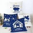 thumbnail image 5 of Christmas Pillow Covers 18x18 Inch Set of 4 Nativity Religious Pillow Case Blue and White Christmas Xmas Winter Home Decor Living Room House Decorative Cushion Case for Sofa Couch, 5 of 6