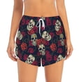 thumbnail image 2 of Picia Roses Skulls Pattern Women's 2 in 1 Athletic Running Shorts High Waisted Workout Casual Gym Sweat Shorts with Comfy Liner Zipper Pockets-X-Large, 2 of 9