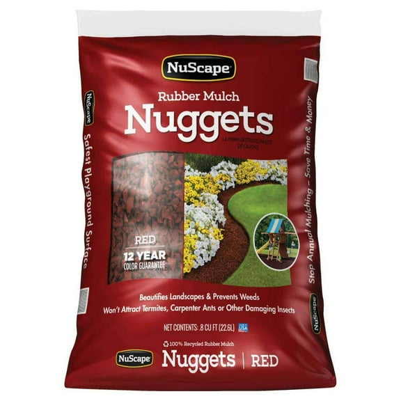 NuScape Rubber Nugget Mulch Red - 0.8 Cu Ft - 65 Bags