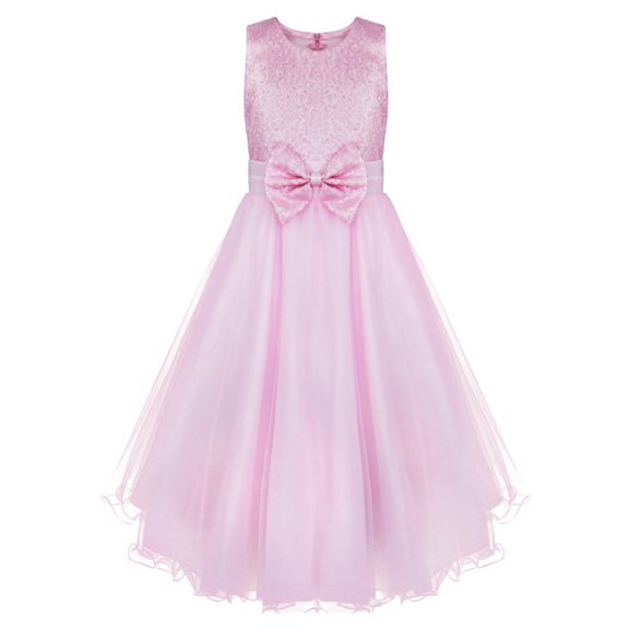 iiniim Girls Sequin Bowknot Princess Dance Ball Wedding Party Flower Dress