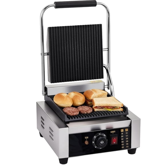 Ktaxon Panini Press Grill, 1800W Stainless Steel Electric Sandwich Maker, Adjustable Temp 122-572°F for Steak, Burgers