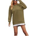 thumbnail image 6 of Ltctricy Sweatshirts Dress for Women Casual Long Sleeve Crewneck Mini Dress Oversized Loose Side Slits Zipper Pullover Dress, 6 of 7