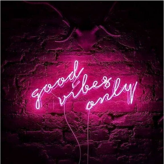Queen Sense 24" Good Vibes Only Neon Sign Acrylic Panel With Dimmer Man Cave Handmade Neon Light 124GVOPV3A2Tr