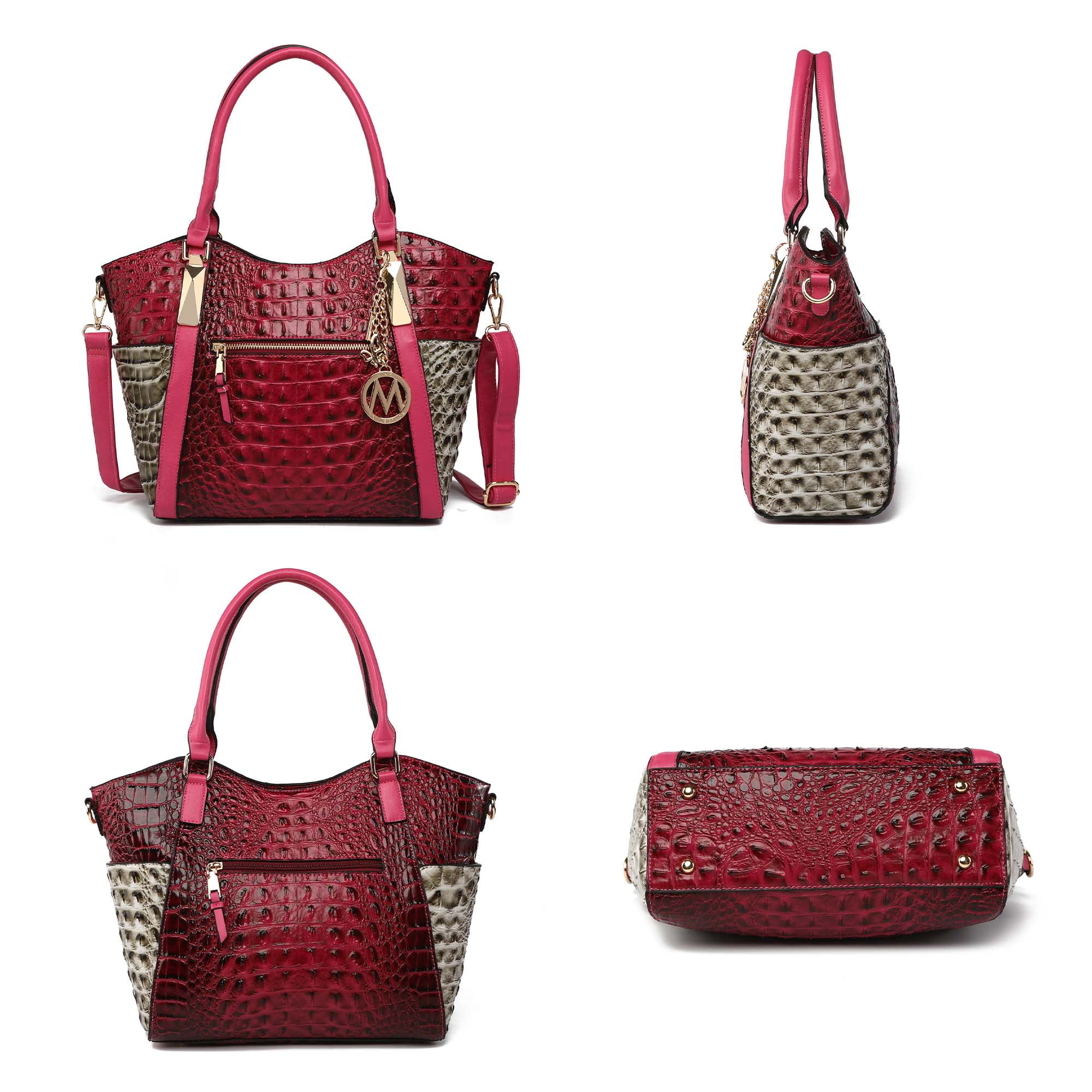 MKF Collection Janise Women's Tote Bag, Crocodile embossed Shoulder Bag Handbag Purse by Mia K