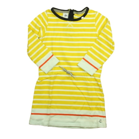

Pre-owned Petit Bateau Girls Yellow Stripe Sweater Dress size: 4T