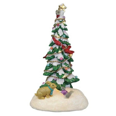 Old World Christmas Resin Lighted Holiday Figurine, Critter Tree, 7.5in