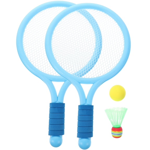 2pcs Tennis Racket Toy Cartoon Style Racquet Funny Outdoor Activities Toy Fitness Equipment for Kids Playing (Random Color)