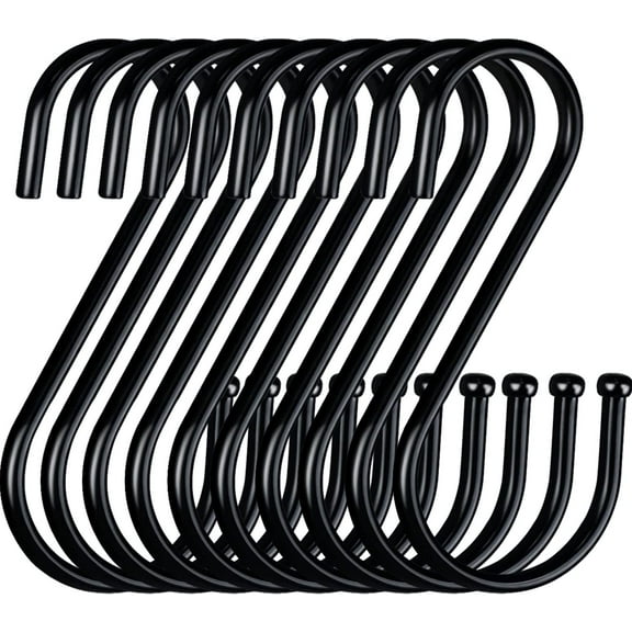 20 Pack S Hooks for Closet,Jeans Hooks for Closet,Heavy Duty Black S Hooks for Hanging for Kitchen, Clothes, Plants, Work Shop, Pots, Pans,Bags, Cups, Garden