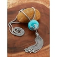 thumbnail image 2 of ELYA Women's Large Faux Turquoise Tassel Stainless Steel Necklace, 2 of 5