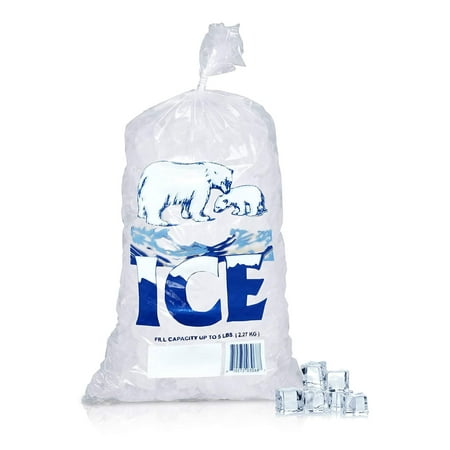 AMZ Supply Plain Top Ice Bags with Twist Ties 9x18 Print Write on Block Thickness 1.5 Mil Pack of 1000