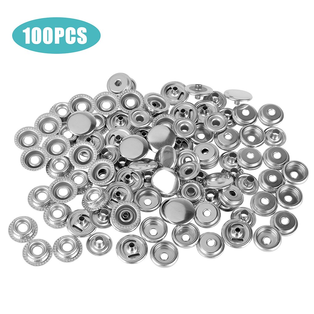 100 Pieces/Set Stainless Steel Boat Canvas Snap Button Repair Clothes  Portable 15mm Heavy Duty Leathercraft Handbag Fastener Accessories