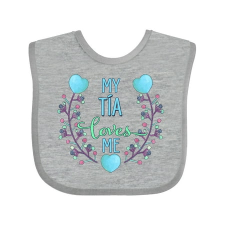 

Inktastic My Tía Loves Me with Flowers and Hearts Gift Baby Boy or Baby Girl Bib