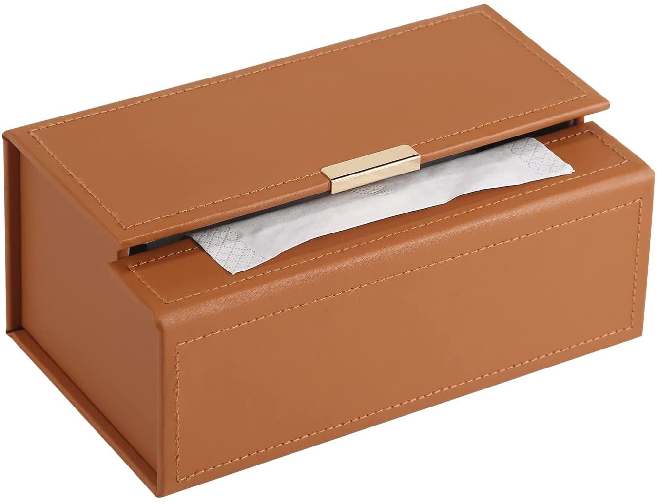 Borke Tissue Box Holder PU Leather Facial Tissue Case Decorative Napkin