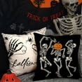 thumbnail image 3 of Halloween Pillow Covers 18x18 inch Set of 4 Halloween Decorations Dancing Skeleton and Skull Hands Decor Holiday Pillow Case Farmhouse Decor for Home Sofa B106, 3 of 6
