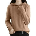 thumbnail image 2 of Pullover Sweaters for Women 2025 Long Sleeve Hooded Loose Plain Knitted Sweater Tops Fall Winter Outfits, 2 of 6