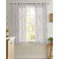 thumbnail image 4 of Grey Branches Sheer Curtains 54 Inch Length 2 Panels Set for Living Room/Bedroom, Vintage Art Farmhouse Kitchen Curtains with Grommet Semi-Sheer Curtains Drapes Voile Window Treatments 42"x54"x2, 4 of 7