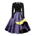 thumbnail image 3 of Vestido Estilo Camiseta Retro Con Estampado de Halloween Para Mujer | Casual, Manga Larga, Cuello Redondo, 3 of 3