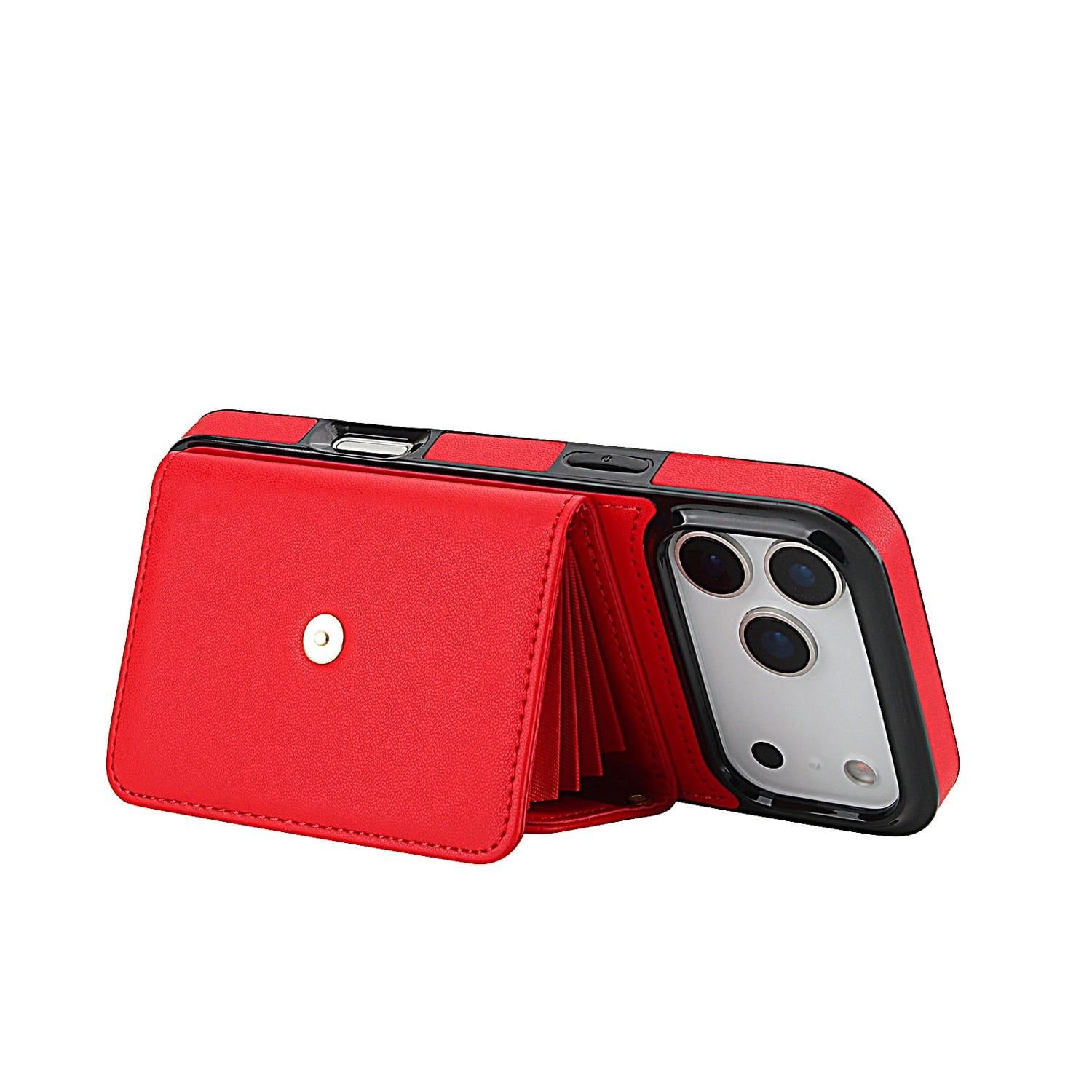 8-Card Holder Case with Crossbody Strap for iPhone 17 Pro - Red