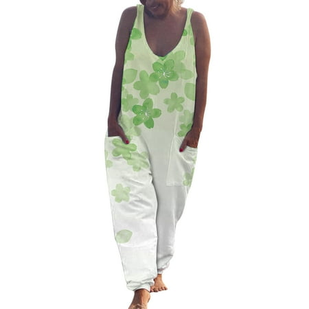 

NECHOLOGY Jumpsuits For Women Elegant Women s Loose Baggy Denim Wide Leg Drop Crotch Jumpsuit Rompers Overalls Green XX-Large