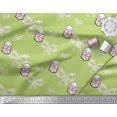 thumbnail image 2 of Soimoi Green Japan Crepe Satin Fabric Puppy & Bow Dots Print Fabric by the Yard 42 Inch Wide, 2 of 3
