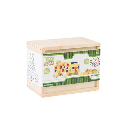 Once-Kids Eco-bricks Bamboo 45pcs + felt – Wooden Building Blocks Set | Eco Toy for Kids & Creative Construction