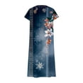 thumbnail image 3 of Womens Fashion Short Sleeve A-Line Dresses Party Summers Loose Fit Floral Print Dress V Neck, 3 of 4
