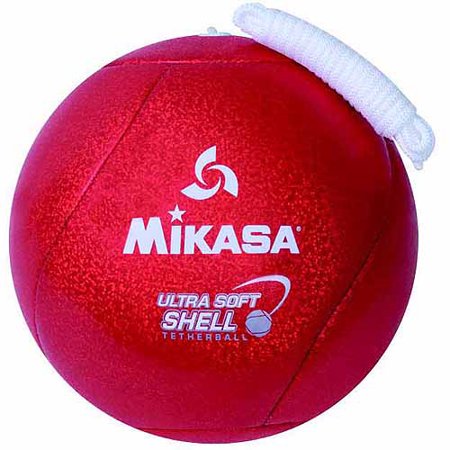 Mikasa 2-Ply Butyl Bladder Stitched Soft Shell Ultra Tetherball with Rope, Candy Apple Red