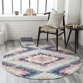 thumbnail image 6 of BoutiqueRugs Lewisberry Bohemian Southwestern Colorful Area Rug - Tribal Diamond Boho Carpet for Living Room, Bedroom - Pink, Blue, Cream - 5'3" x 7'3" (5x7), 6 of 18
