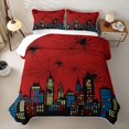 thumbnail image 2 of Erosebridal Polka Dot Spider City Quilt Full for Boys Girl, Red Halloween Comic Town Full Bedspread Sets, 3-Piece, 2 of 7