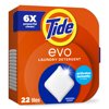 Tide Evo Laundry Detergent Tiles, 100% Concentrated, 6X Cleaning Power, Original Tide Scent, 22 Count