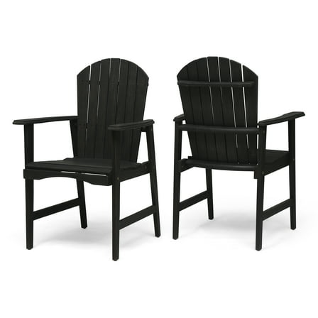 Pima Outdoor Dining Chair Set of 2, Adirondack Dark Gray Acacia Wood