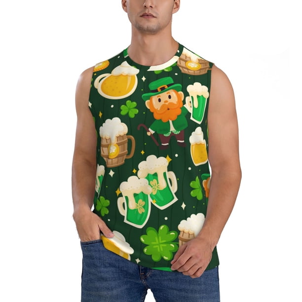 Fotbe St Patrick's Day10 Men's Camiseta sin Mangas Estampada para Hombres, Playera Casual para Gimnasio, Entrenamiento, Playa-Large