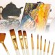 thumbnail image 2 of 10 Pcs Nylon Hair Paint Brushes Set Wooden Fan Shape Watercolor Art Supplies, 2 of 4