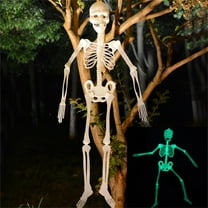 Kumdkd 35" Glow in The Dark Skeleton Decor - Posable Full-Body Halloween Prop with Fluorescent Green Bones for Outdoor Haunted Yard, Party Scenes & Cosplay Displays